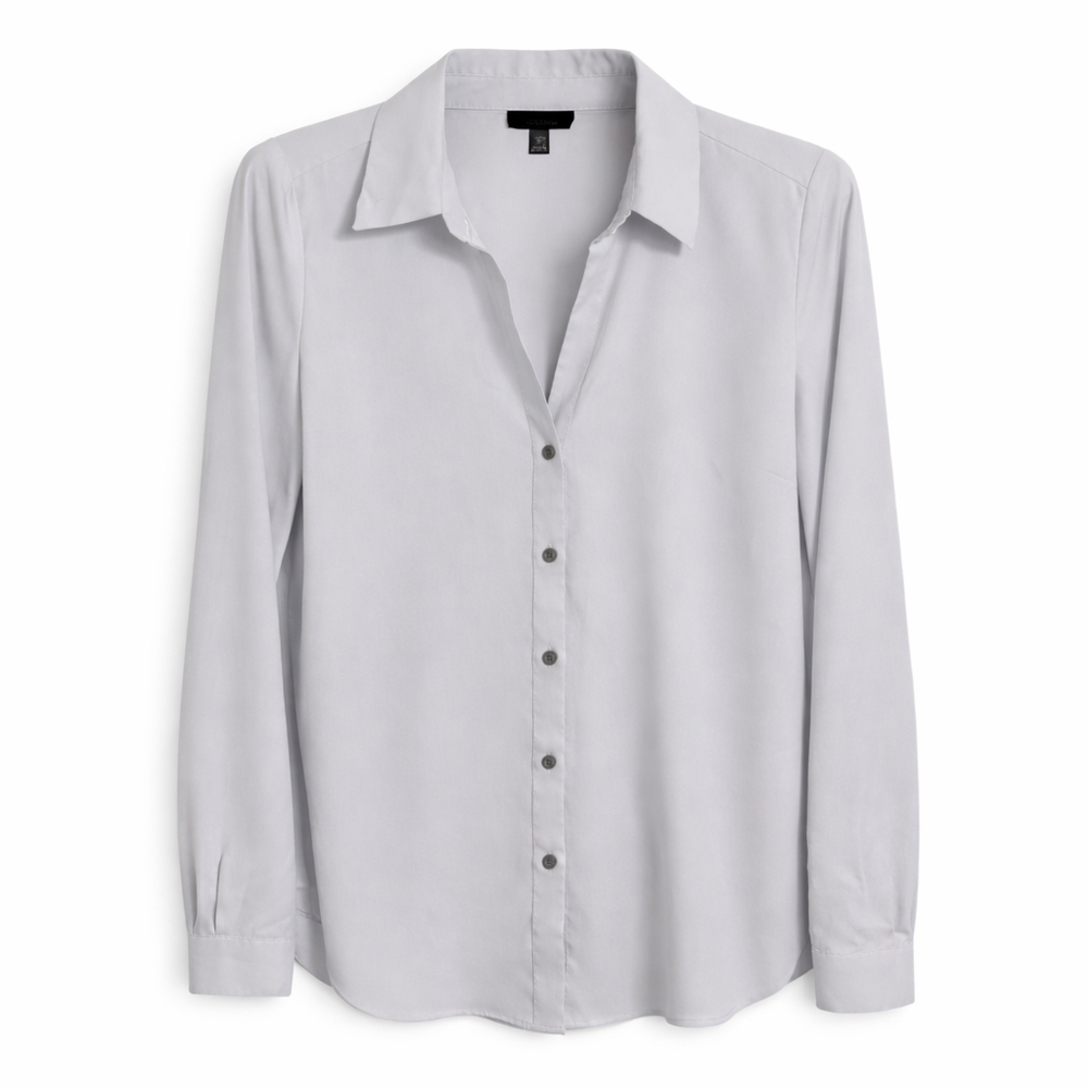 ANN TAYLOR Gray Button-Down Blouse | Size Medium